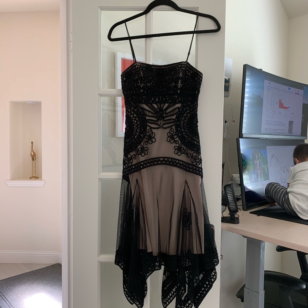 Sue Wong crochet black cocktail dress
